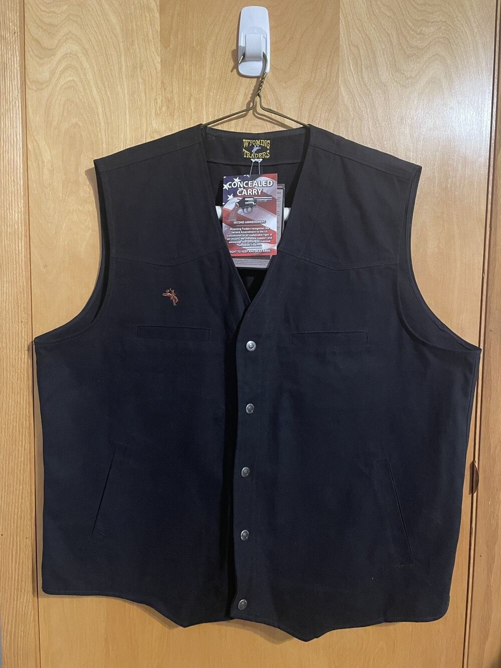 NWT WYOMING TRADERS TEXAS CONCEALED CARRY VEST SNAP BLACK TALL 3XL XXXL